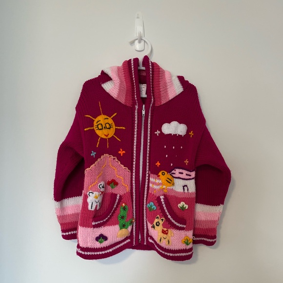 Handmade Peruvian alpaca style knit hoodie - Picture 8 of 8